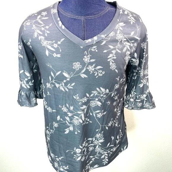 Zeagoo Women’s Floral Top with Ruffle Sleeves – Size L – New with Tags - Picture 1 of 8